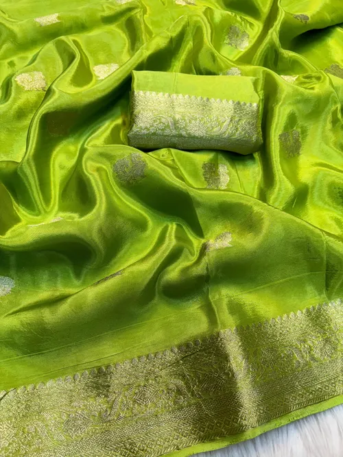 Viscose Crepe Silk Saree with Jacquard Peacock Design & Running Blouse